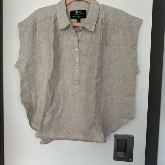 New J. Crew Light Beige Irish Linen Sleeveless Blouse - Picture 4 of 6